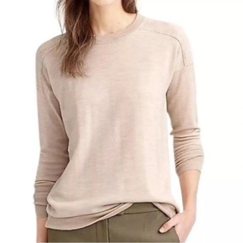 J. Crew Merino Wool High Low Hem Oversized Tunic‎ Sweater High Low Beige Size XS